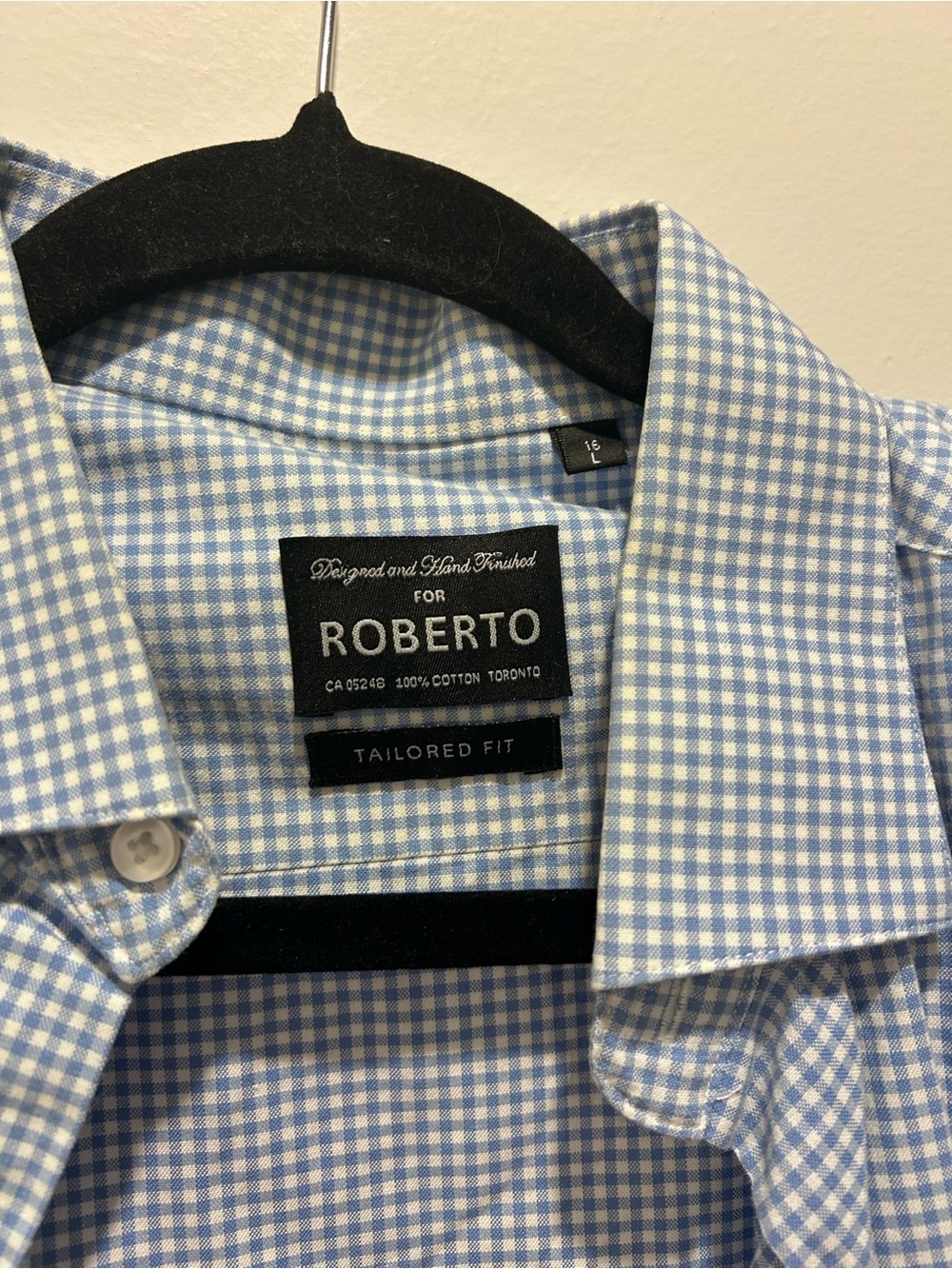 Roberto Tailored Fit Blue Gingham Dress Shirt